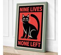 Nine Lives None Left Vintage Canvas Wall Art Print 18x12 Inch