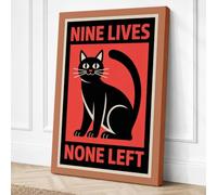 Nine Lives, None Left Vintage Canvas Wall Art Print 24x16 Inch (61 x 41 cm)