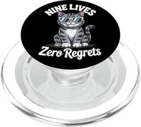 Nine Lives Zero Regrets Funny Cat Lover PopSockets PopGrip for MagSafe