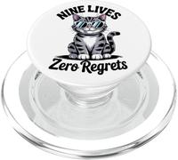 Nine Lives Zero Regrets Funny Cat PopSockets PopGrip for MagSafe