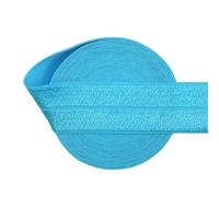 Nine Looms Shiny Fold Over Elastic Band 1 Inch 25mm 5 Yards Elastic Band, Stretch Elastic for Sewing, Turquoise Foe Spandex Ribbon for Hair Tie Headband Dress DIY Sewing Trim (5Y Turquoise)