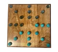 Nine Men's Morris Marble Game with Glass Marbles & Wooden Board | Quirky Strategy Solitaire Game | 20cm x 20cm Mill Game