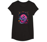 Nine Never Looked So Fine: 9 Year Old Birthday Gift T-Shirt, Girls, Black, Small