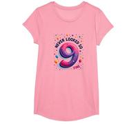 Nine Never Looked So Fine: 9 Year Old Birthday Gift T-Shirt, Girls, Pink, XS
