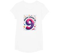 Nine Never Looked So Fine: 9 Year Old Birthday Gift T-Shirt, Girls, White, XS