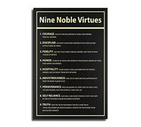 Nine Noble Virtues Sign Inspiration Courage Wall Art Son's Father Quotes Office Decor Odin Norse Print Viking Life Poster Self Growth Canvas, Office Living Room Bedroom Canvas Wall Decor 12x18inch(30x