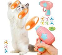 Nine-piece Disc Bamboo Dragonfly Catapult Launcher, Cat Fetch Toy Launcher, Cat Disc Launcher, Flying Disc Launcher Toy, Interactive LED Flying Disc Launcher & Cat Fetch Toy (Pink) (Pink)