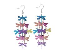 Nine Piece Dragonfly Earrings for Women Mix Color Bohemia Dragonfly Long Dangle Hook Earrings Lightweight Animal Dragonfly Earrings Jewelry, Acrylic, No Gemstone