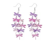 Nine Piece Dragonfly Earrings for Women Mix Color Bohemia Dragonfly Long Dangle Hook Earrings Lightweight Animal Dragonfly Earrings Jewelry, Acrylic, No Gemstone