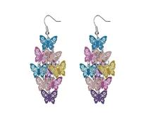 Nine Piece Flying Butterfly Earrings Mix Color Bohemia Butterfly Long Dangle Hook Earrings Lightweight Fashion Animal Butterfly Earrings Holiday Gifts Jewelry for Women, Acrylic, No Gemstone