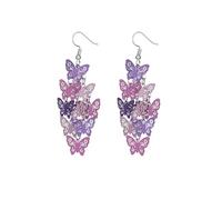 Nine Piece Flying Butterfly Earrings Mix Color Bohemia Butterfly Long Dangle Hook Earrings Lightweight Fashion Animal Butterfly Earrings Holiday Gifts Jewelry for Women, Acrylic, No Gemstone