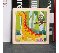 Nine-Piece Wooden Puzzle Cartoon Animal Car - Educational Toy for Children's Early Learning 2-5 Years Old (C, One Size)