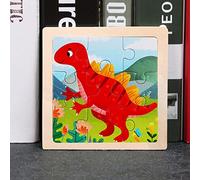 Nine-Piece Wooden Puzzle Cartoon Animal Car - Educational Toy for Children's Early Learning 2-5 Years Old (E, One Size)