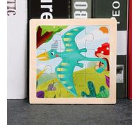 Nine-Piece Wooden Puzzle Cartoon Animal Car - Educational Toy for Children's Early Learning 2-5 Years Old (B, One Size)