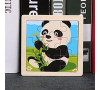 Nine-Piece Wooden Puzzle Cartoon Animal Car Educational Toy for Kids 2-5 Years - Ideal for Early Learning and Skill Development (E, One Size)