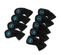 Nine Pieces Golf Iron Protective Caps, Water Resistant Leather Material Club Head Sleeves, Lightweight Iron Covers for Golf Equipment Storage Black 9Pcs One Size