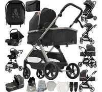 Nine point nine 3 in 1 Pushchair Pram Travel System, 3 in 1 Baby Stroller with One-Click Folding, Toddler Buggy Reversible Two Pushing Modes, Newborn Infant Carriage Aluminum Frame (V10 Deep Grey)