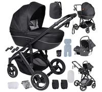 Nine point nine 3 in 1 Pushchair Pram Travel System, 3 in 1 Baby Stroller with One-Click Folding, Toddler Buggy Reversible Two Pushing Modes, Newborn Infant Carriage Aluminum Frame (V7 Black)