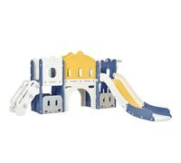 Nine point nine Toddler Slide, Kids Slide and Swing Set, Baby Freestanding Slides, Child's Garden Slides Play Set, Indoor Outdoor Kid Play Equipment Playground Activity Center (Aisle-Blue Yellow)