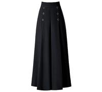 Nine Points Tall Women's Summer Business Casual High Waist Loose Slim Pants - Culottes Swing Pants (Black, L)