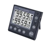 NInE-ROnG 2-Channel Countdown Countup Timer with 12H/24H Clock Kitchen Magnetic Timer Digital Minute/Second Timer Desk Clock Electric Clock Stopwatch Timer for Cooking Meeting(Black)