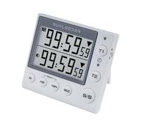 NInE-ROnG 2-Channel Countdown Countup Timer with 12H/24H Clock Kitchen Magnetic Timer Digital Minute/Second Timer Desk Clock Electric Clock Stopwatch Timer for Cooking Meeting（White）