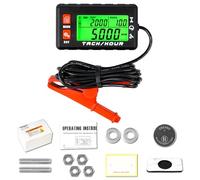 NInE-ROnG Digital Tachometer Hour Meter With Alligator Clip Design,No wire winding required,Built-in Replaceable Battery,Ajustable Backlight,Waterproof Maintenance Reminder Gauge for Generator