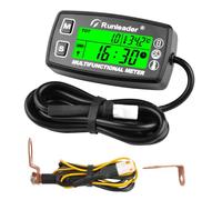 NInE-ROnG Engine Temperature Gauge,Digital Tach Hour Meter,Clock,Maintenance Reminder,Replaceable Battery with Backlight for Small Engine Lawn Tractor Motor Lawn Mower Snowmobile (HM035A)