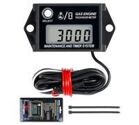 NInE-ROnG Inductive Tach/Hour Meter, IP68 Waterproof, No Battery Required, with Resettable Job Timer and SVC Maintenance Reminders for Motorcycle, ATV, Lawn Mower, Boat, and any Gasoline Engine