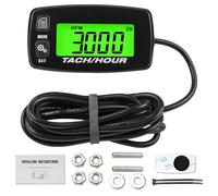 NInE-ROnG Self-Powered Tacho/Hour Meter,Built-in Replaceable Battery,Ajustable Backlight,Waterproof Tachometer for Gas Engine Lawnmower Generator