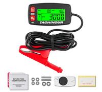NInE-ROnG Self-Powered Tacho/Hour Meter with Alligator Clip,No Wire Winding Required,Built-in Replaceable Battery,Ajustable Backlight,Waterproof Tachometer for Lawnmower Gas Engine Generator