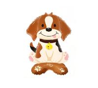 Nine San 1 x 40 cm Brown Standing Dog Foil Balloon - Helium or Air Filled, Reusable, Self-Sealing - Perfect for Kids' Parties, Birthdays, General Celebrations