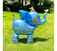 Nine San Walking Elephant Balloons Standing 3D Elephant Foil Balloon with Wheels Elephants Helium Balloon Walker Elephant Balloon Baby Shower Party Birthday Decoration