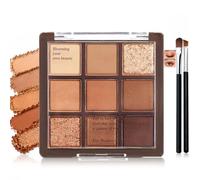 Nine-Shade Warm Neutral Eyeshadow Palette with Matte, Shimmer, Metallic Finishes - Versatile Cream Eye Shadow for Everyday and Evening Makeup Looks, Highly Pigmented, Waterproof, Long Lasting, Smooth