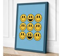 Nine Smiling Faces Retro Canvas Wall Art Print 18x12 Inch | Ready to Hang, Gallery Wrapped, Fade-Resistant Inks, Securely Packaged, UK Made
