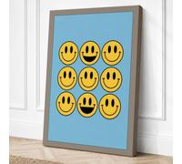 Nine Smiling Faces Retro Canvas Wall Art Print 18x12 Inch | Ready to Hang, Gallery Wrapped, Fade-Resistant Inks, Securely Packaged, UK Made