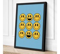 Nine Smiling Faces Retro Canvas Wall Art Print 24x16 Inch | Ready to Hang, Gallery Wrapped, Fade-Resistant Inks, Securely Packaged, UK Made