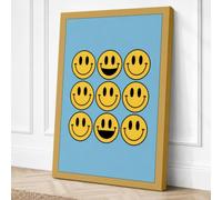 Nine Smiling Faces Retro Canvas Wall Art Print 30x20 Inch | Ready to Hang, Gallery Wrapped, Fade-Resistant Inks, Securely Packaged, UK Made