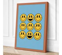 Nine Smiling Faces Retro Canvas Wall Art Print 36x24 Inch | Ready to Hang, Gallery Wrapped, Fade-Resistant Inks, Securely Packaged, UK Made