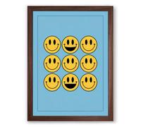 Nine Smiling Faces Retro Framed Wall Art Print A2 (59.4×42cm) Walnut, Wall Decor for Living Room, Bedroom, Office & Home, Ready to Hang, Art Gift