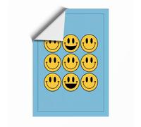 Nine Smiling Faces Retro Unframed Wall Art Print A4 (29.7×21cm), Wall Decor for Living Room, Bedroom, Office & Home, Art Gift