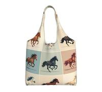 Nine-square horse Lightweight Medium Reusable Grocery Shopping Cloth Bags, Suitable for DIY, Advertising, Promotion, Gift, Activity