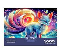 Nine-tailed Fox 1000 Pc Extra-Thick Cardboard Neon Rainbow Fox Puzzle Family Game Mindfulness Concentration Training Anniversary 38x26cm/1000pcs