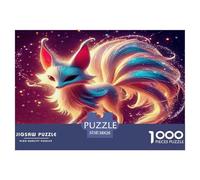 Nine-tailed Fox 1000 Pc Puzzle Game for Men Women - Nine-tailed Fox Starry Sky Sleek Colorful Magical The Whole Family Activity Educational Game Challenge38x26cm/1000pcs