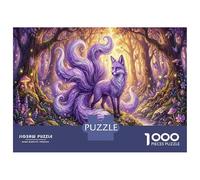 Nine-Tailed Fox 1000 Pcs Recycled Cardboard DIY Jigsaw Puzzle Glowing Forest Gift Couples Date Night Cognitive Stimulation Group Activity 52x38cm/1000pcs