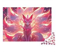 Nine Tailed Fox 1000 Piece Jigsaw Puzzle Fantasy Fire Magic Artwork Paper Jigsaw Puzzle for Adults Relaxation Focus Gift Home Decor 70x50cm/1000pcs