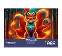 Nine Tailed Fox 1000 Piece Jigsaw Puzzle Forest Night Scene Jigsaw Puzzle for Adults Paper Puzzle Relaxation Focus Home Decor 38x26cm/1000pcs