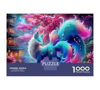 Nine-Tailed Fox 1000 Piece Puzzle Cherry Blossoms for Relaxation Brain Training Retirement Gift Housewarming Gift for Advanced Puzzlers 70x50cm/1000pcs