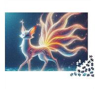 Nine-tailed Fox 1000 Pieces Puzzle ForAdults Kids Colorful Golden Tail Nine-Tail Fox Wall Decoration Educational Game for Men And Women Challenging Jigsaw Jigsaw Puzzles for Adults 52x38cm/1000pcs