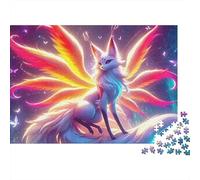 Nine-tailed Fox 1000 Pieces Puzzle ForAdults Kids Colorful Pink Wing Nine-Tail Fox Wall Decoration Decompression Jigsaw for Men And Women Challenging Puzzles Jigsaw Puzzles 70x50cm/1000pcs